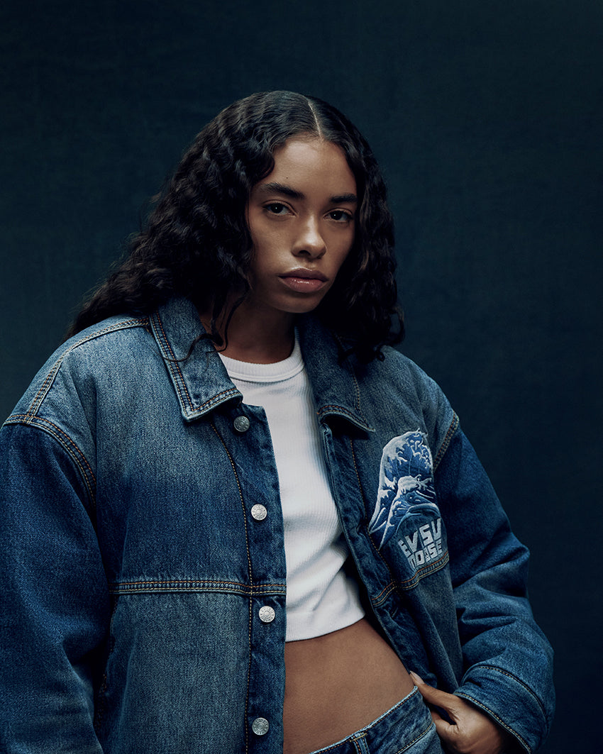 EVISU X MOOSE KNUCKLES Ukiyo-e Wave Denim Jacket