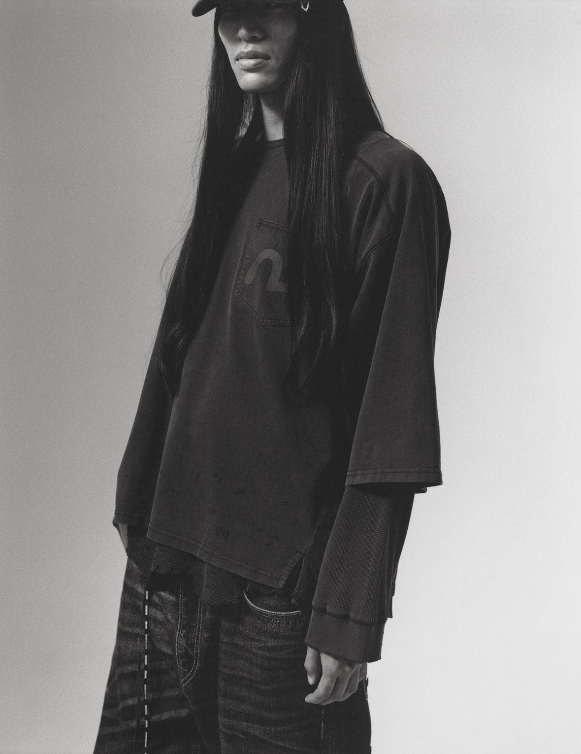 EVISU x mastermind JAPAN x roarguns 破損雙層長袖T恤
