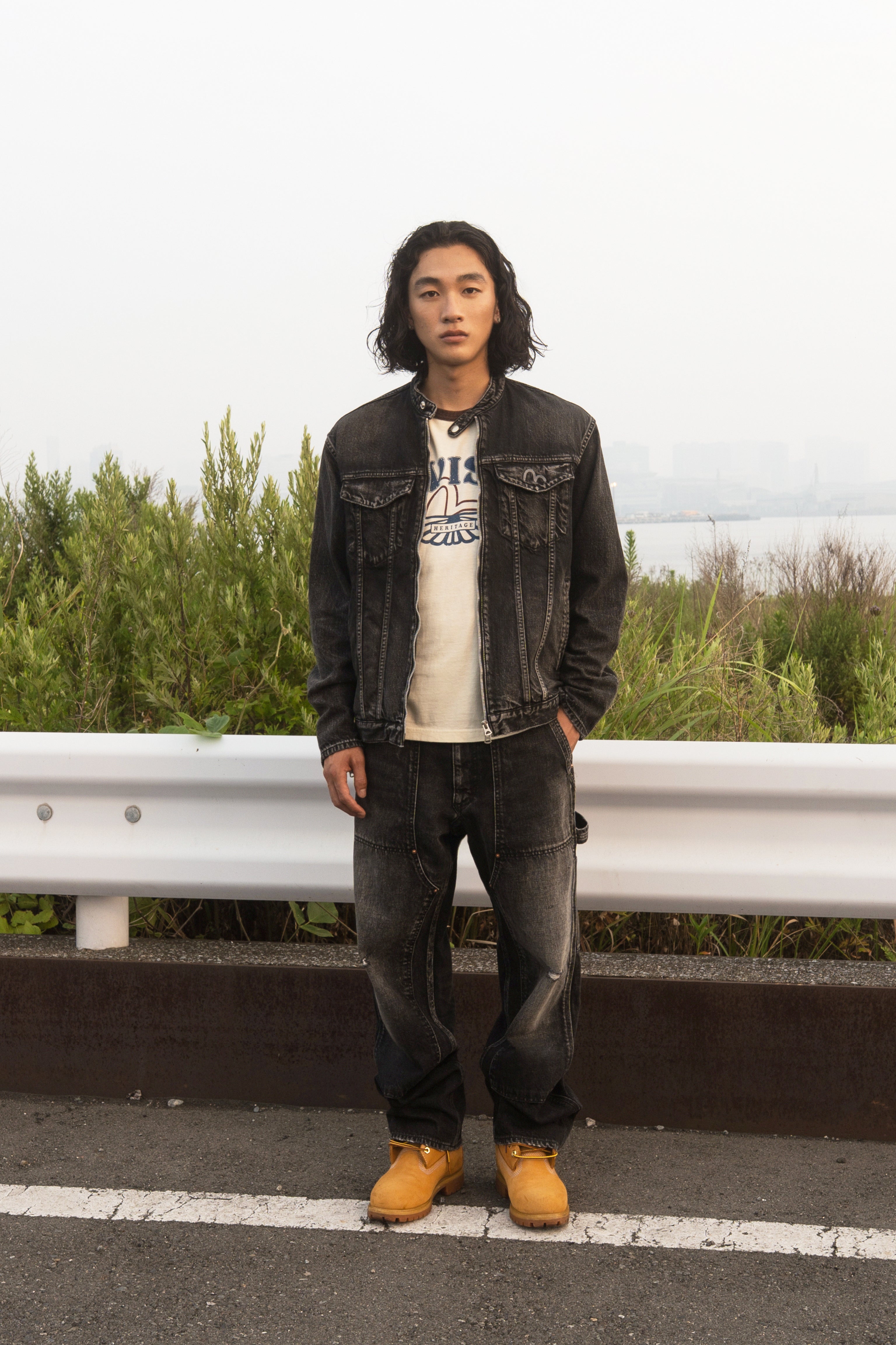 Washed Seagull Print Regular Fit Painter Jeans