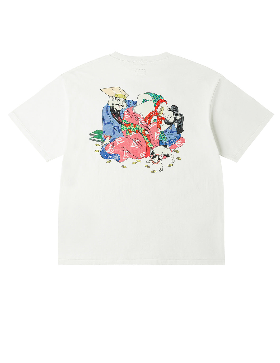 EVISU X F-LAGSTUF-F 春季畫作和金幣海鷗印花常規版型T恤 - 白色