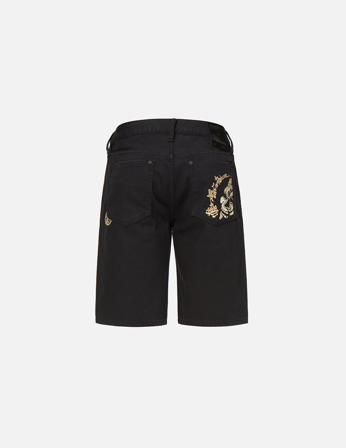 般若鬼頭刺繡牛仔短褲