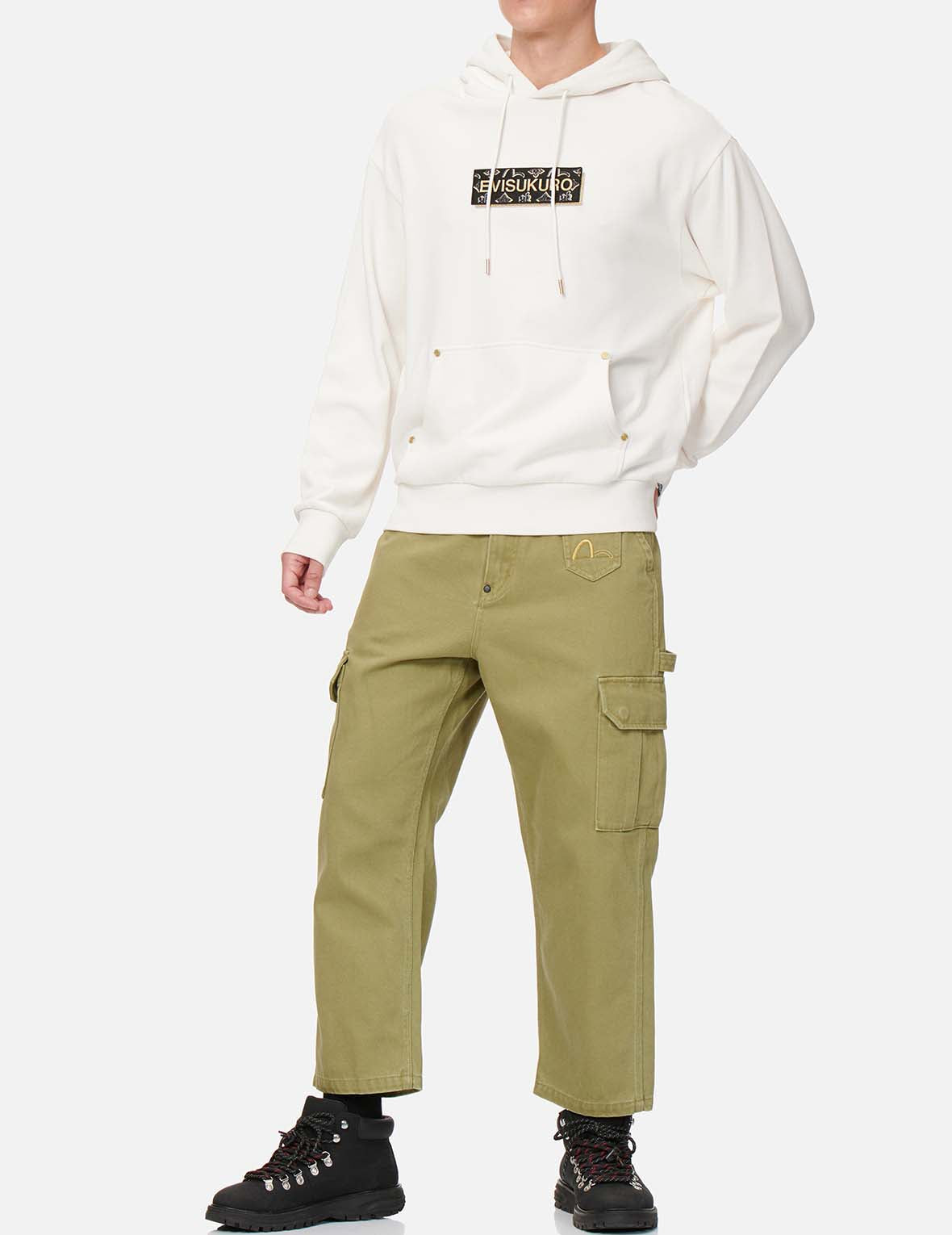 Hannya Skull Print Straight Fit Cargo Pants