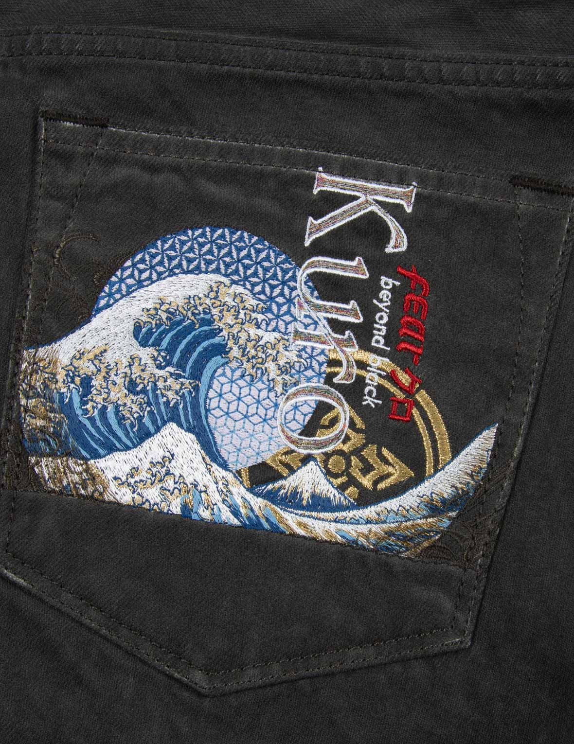 浮世繪刺子繡刺繡牛仔短褲