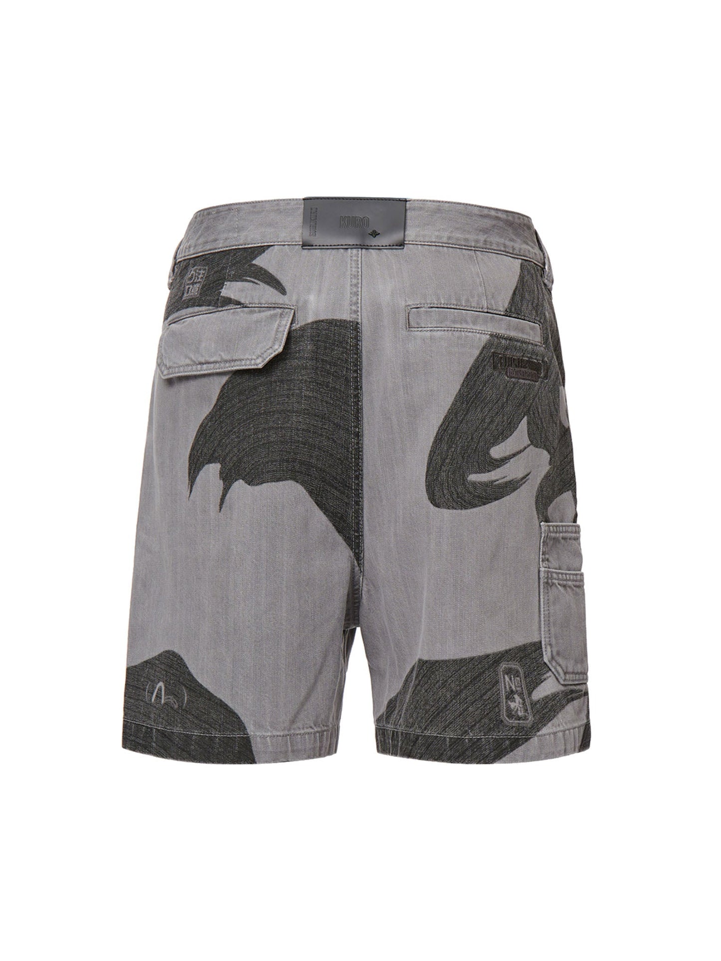 Brushstroke Effect Washed Denim Shorts
