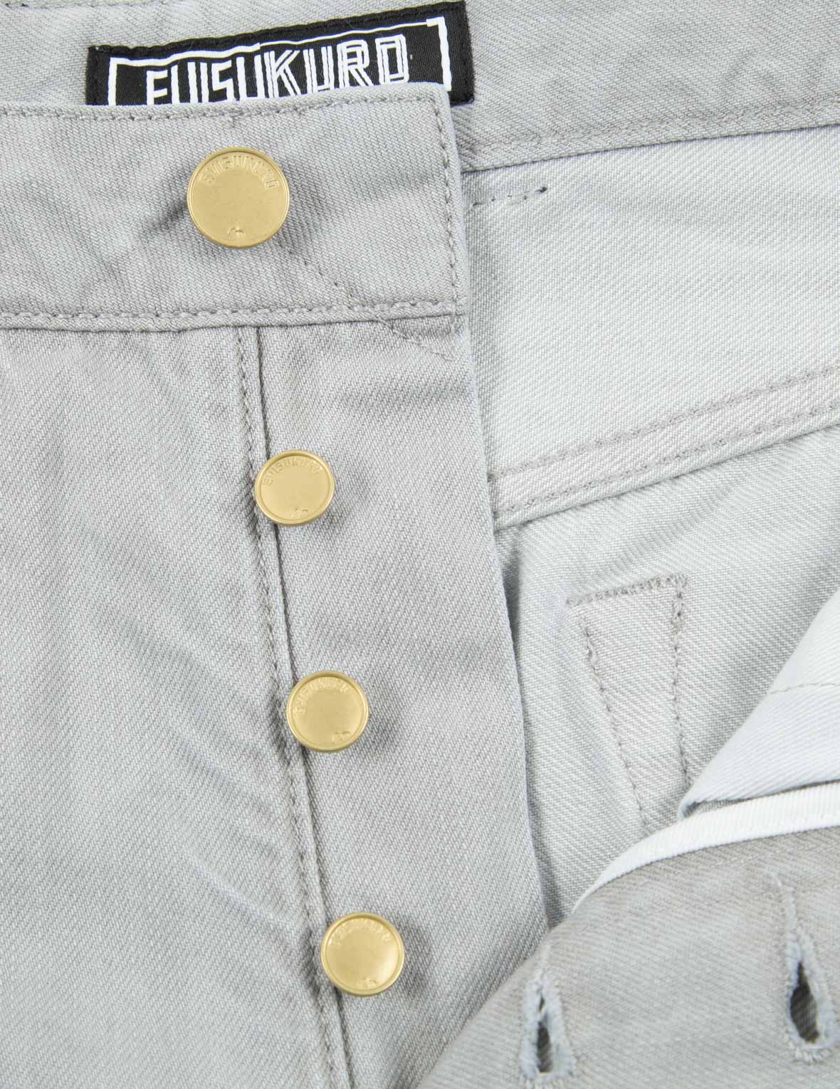 商標刺繡七分牛仔垮褲 #2027