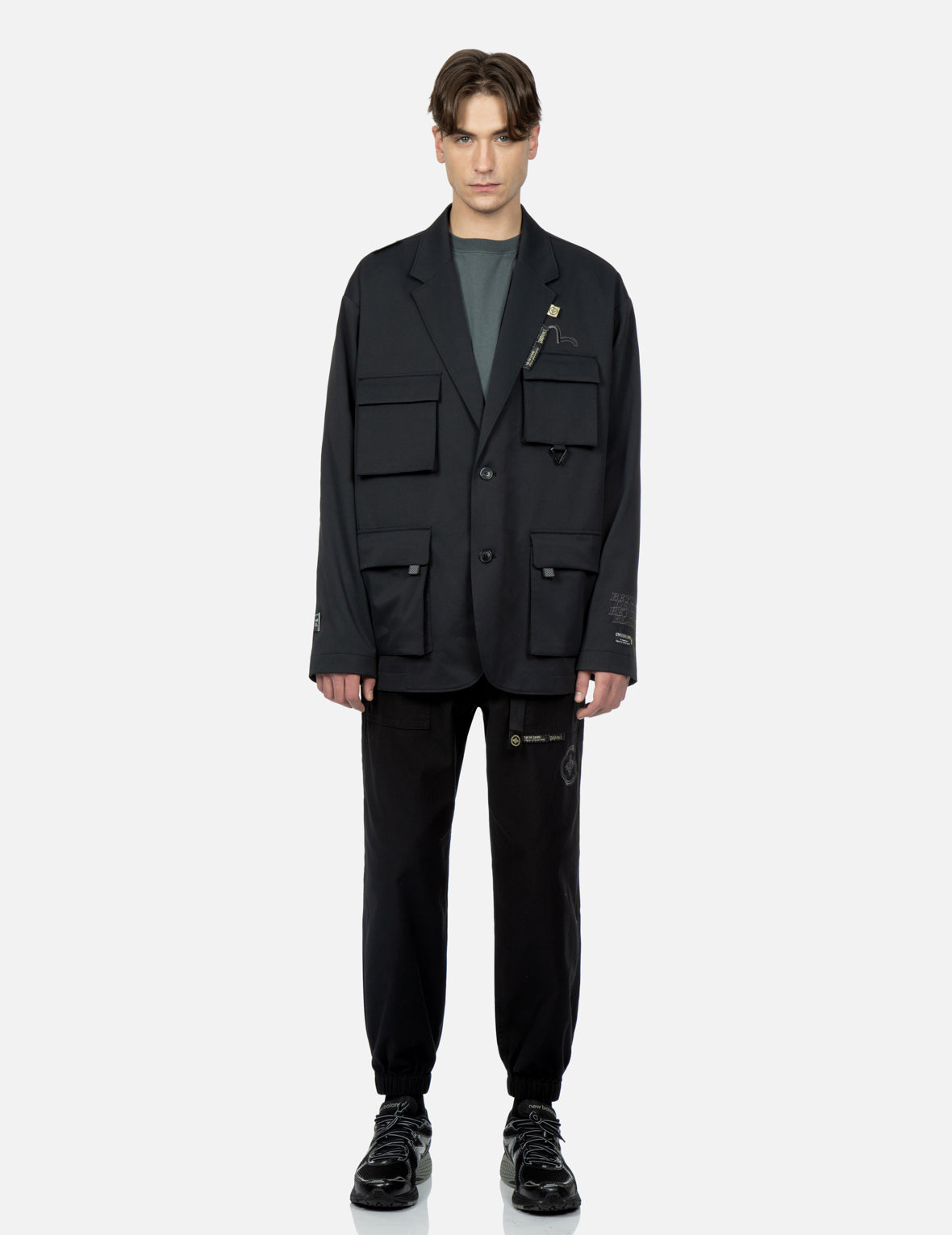 多重工裝口袋西服外套