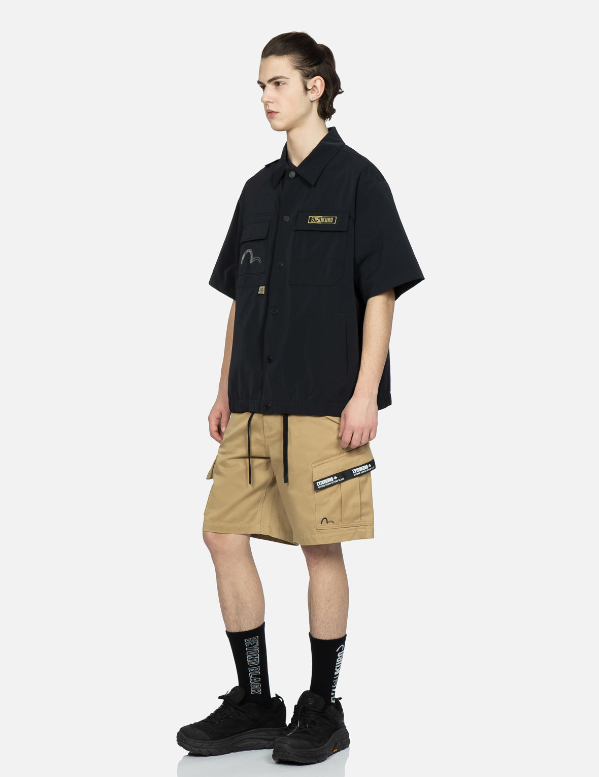 商標標籤貼佈工裝短褲