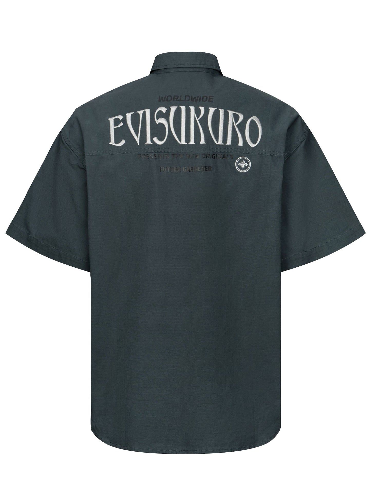 Logo Embroidery and Slogan Print Relax Fit Short-Sleeves Shirt