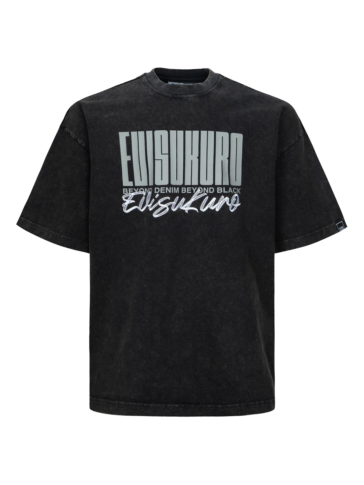 商標及口號印花超寬版水洗T恤