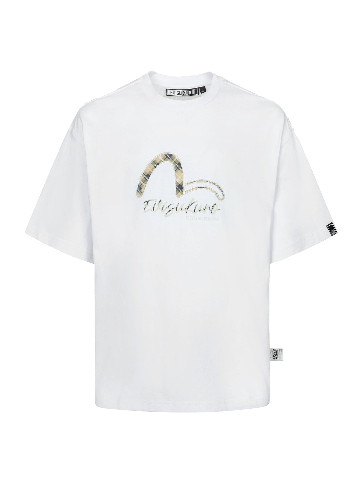 Paisley Check Insert Seagull Loose Fit T-shirt