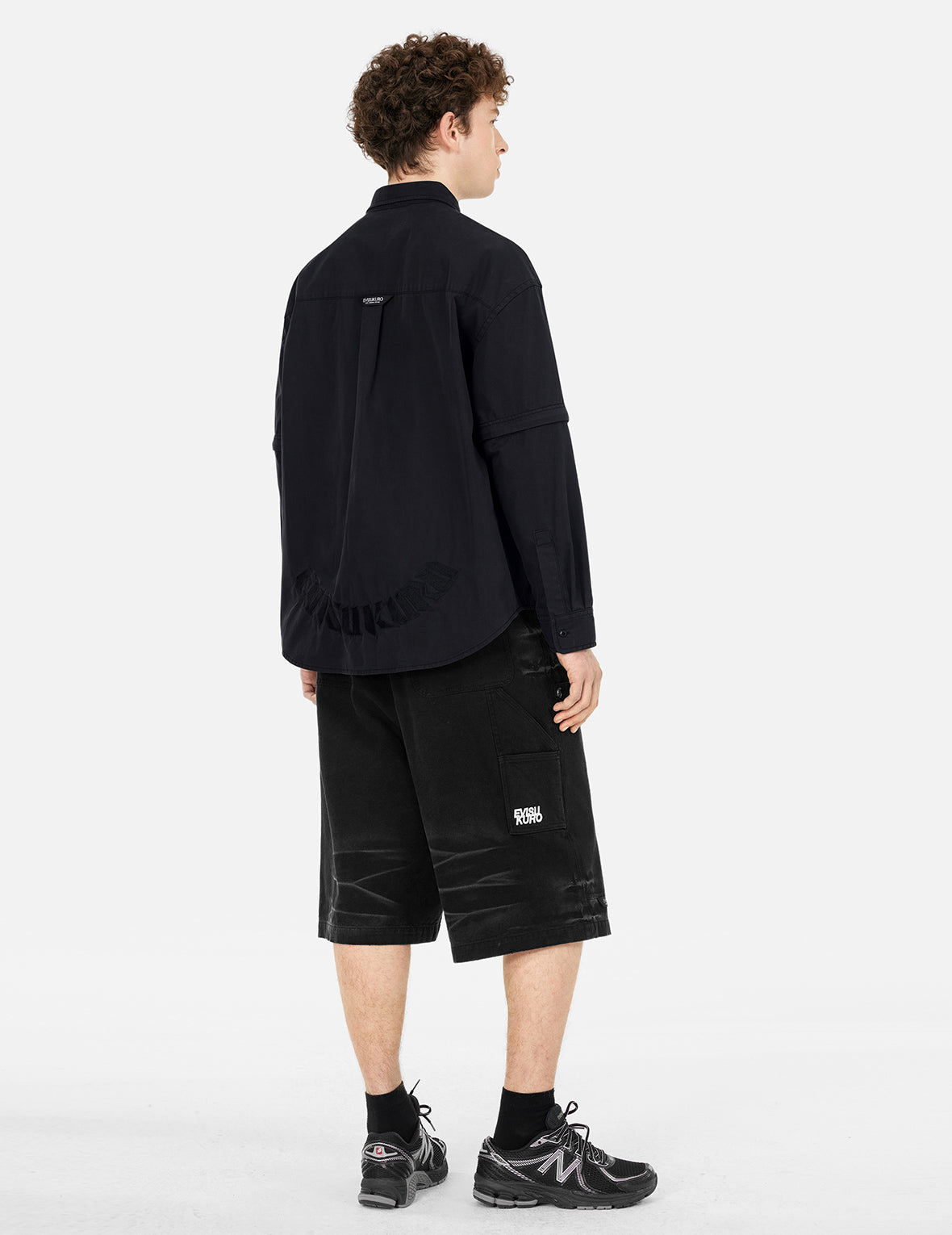 商標和海鷗刺繡寬版襯衫外套