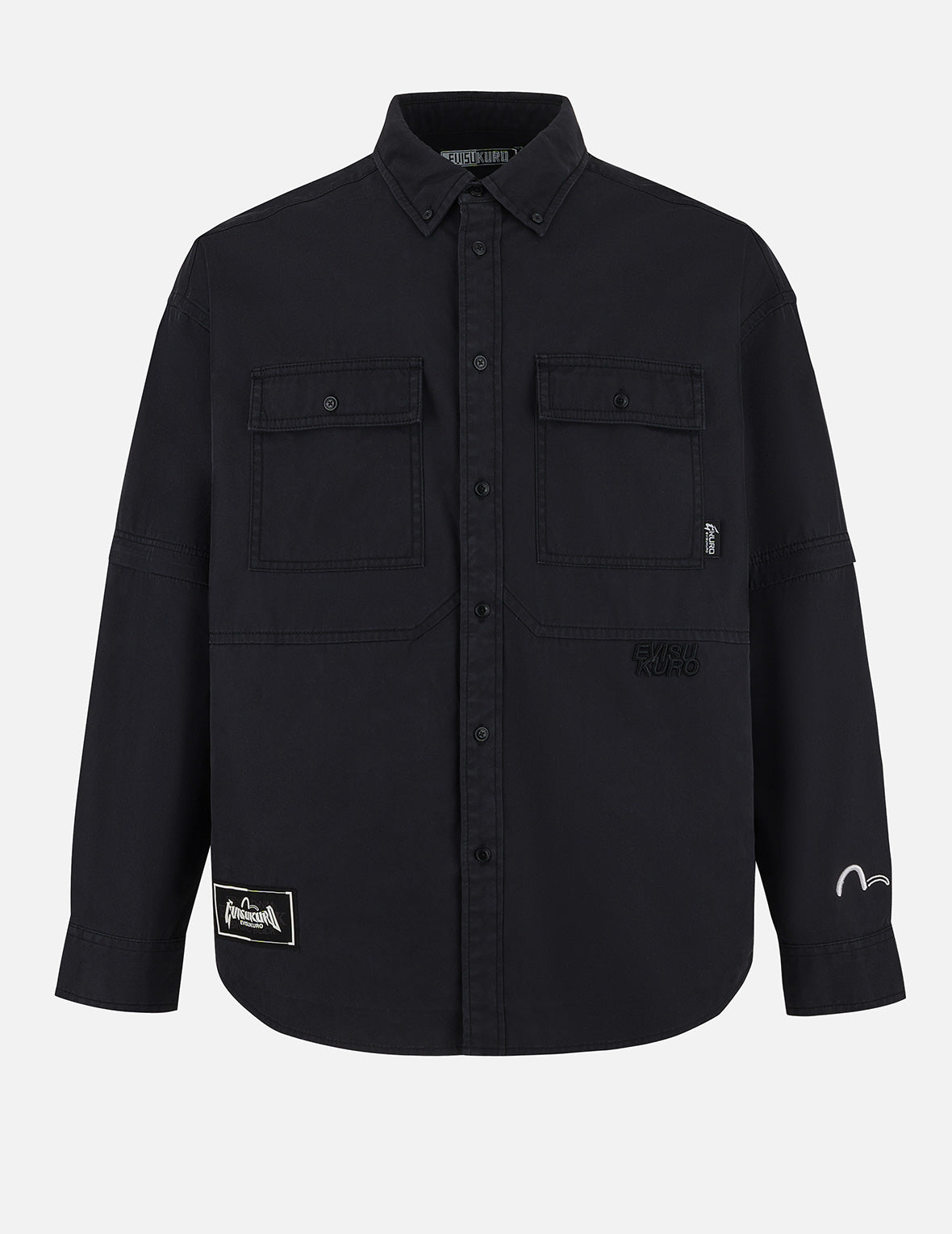 商標和海鷗刺繡寬版襯衫外套