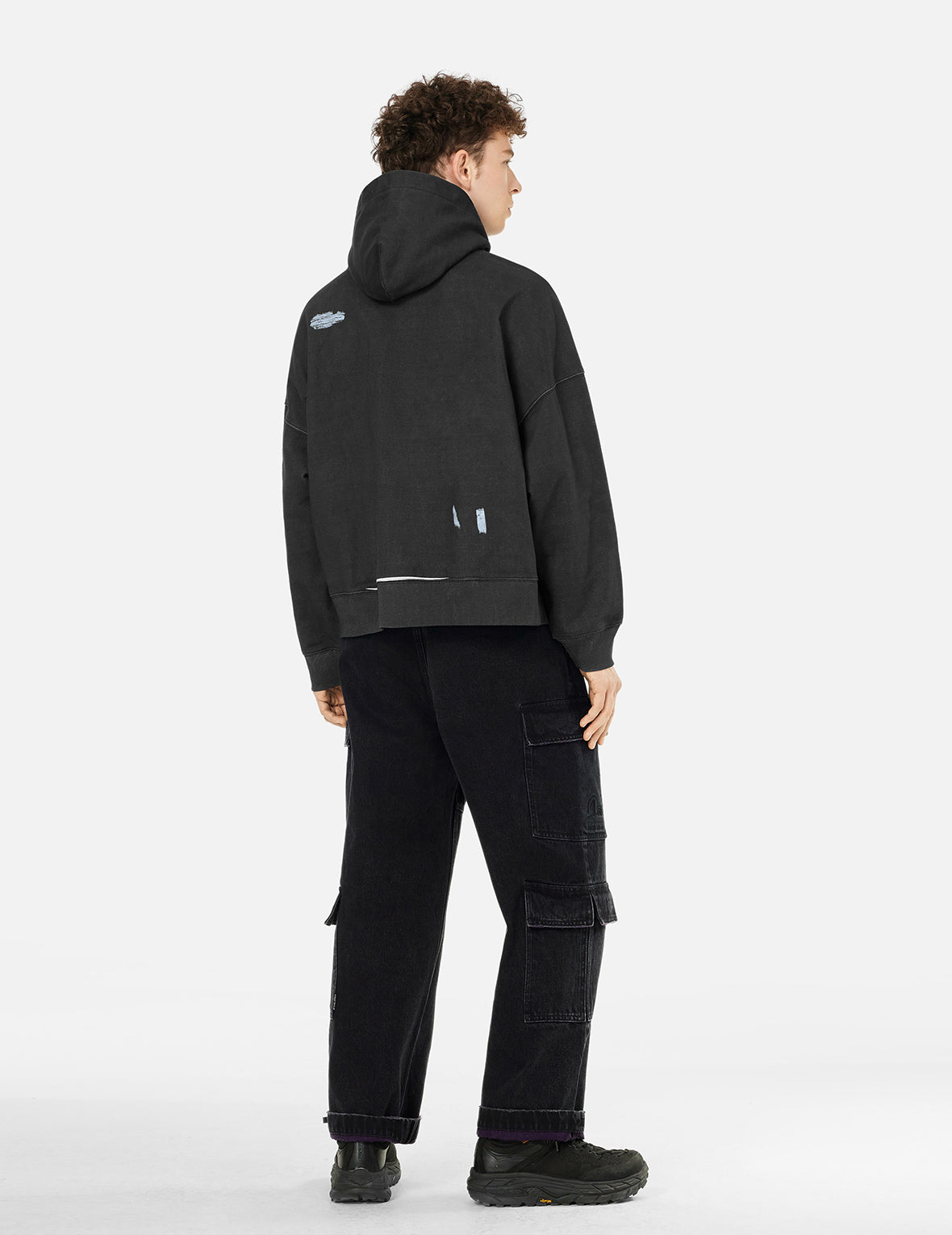 破洞印花超寬版連帽衛衣