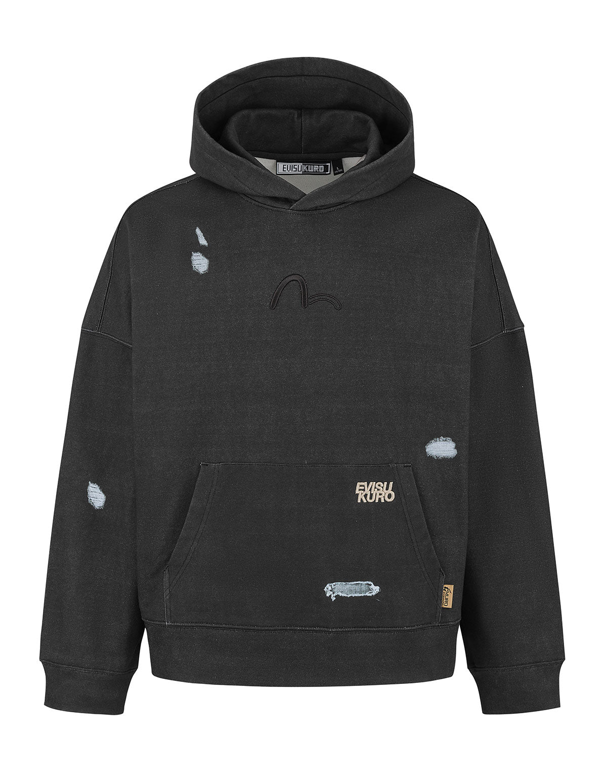 破洞印花超寬版連帽衛衣