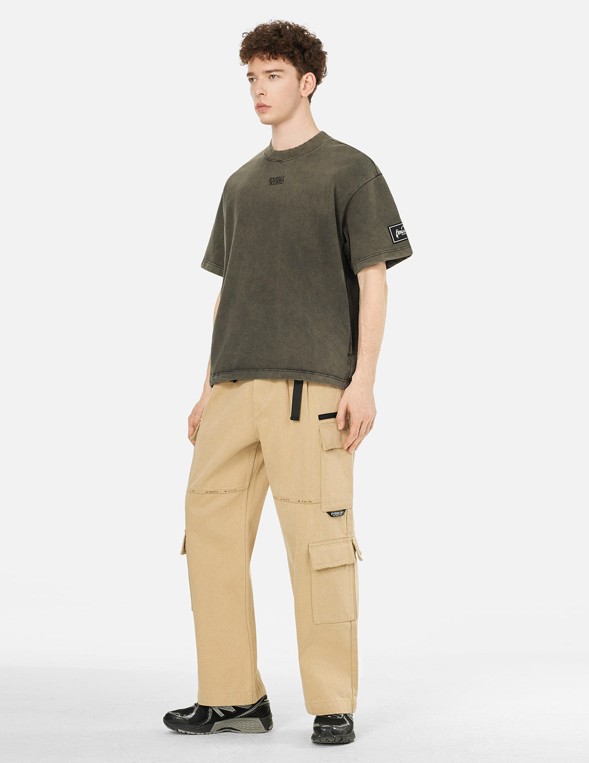 Heavy Washed Loose Fit Short-Sleeve Sweatshirt