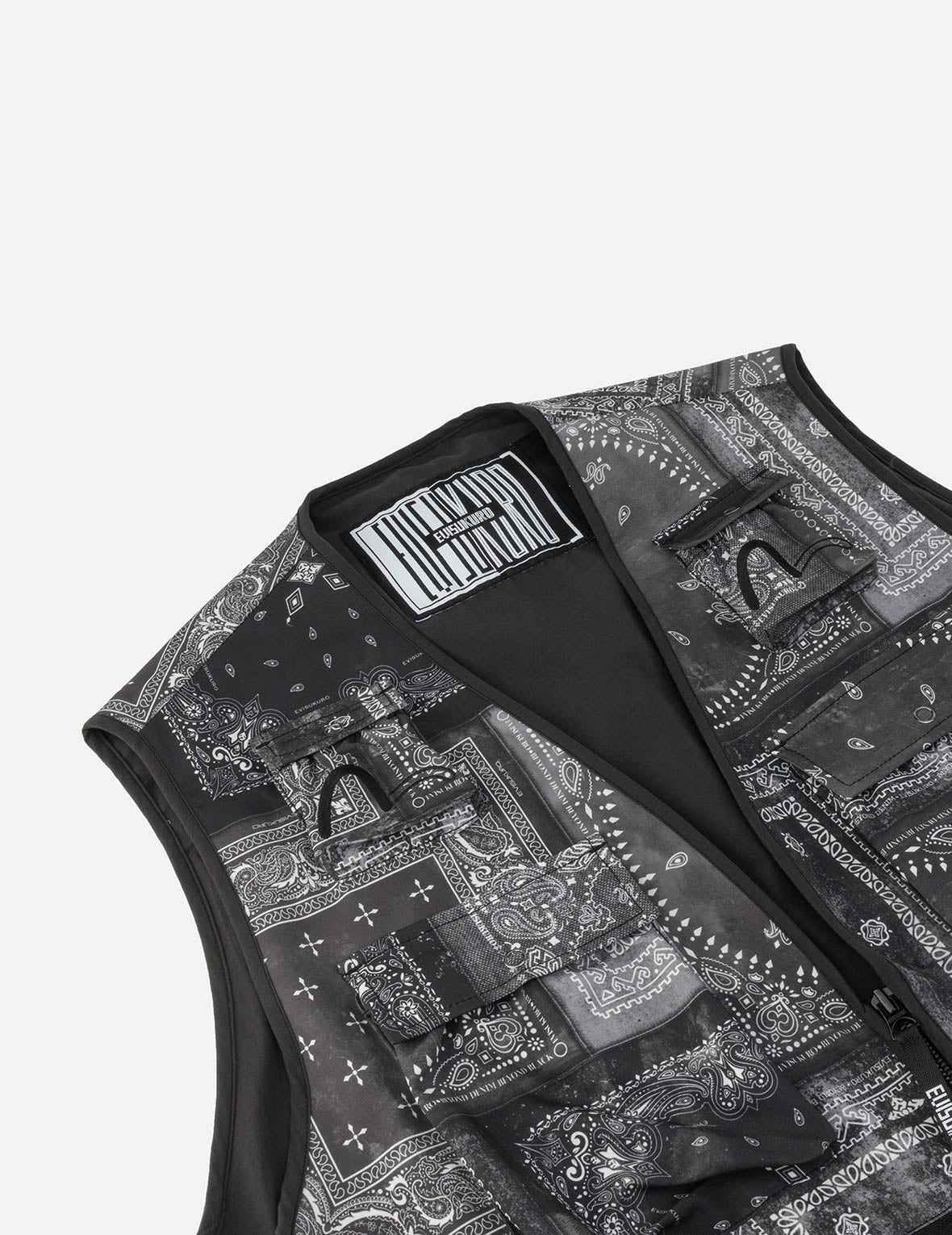 Allover Paisley Print Oversized Cargo Vest