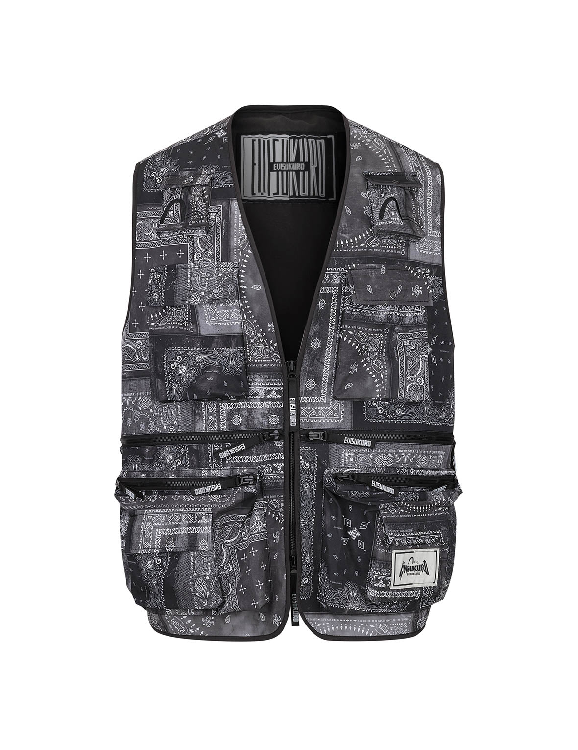 Allover Paisley Print Oversized Cargo Vest