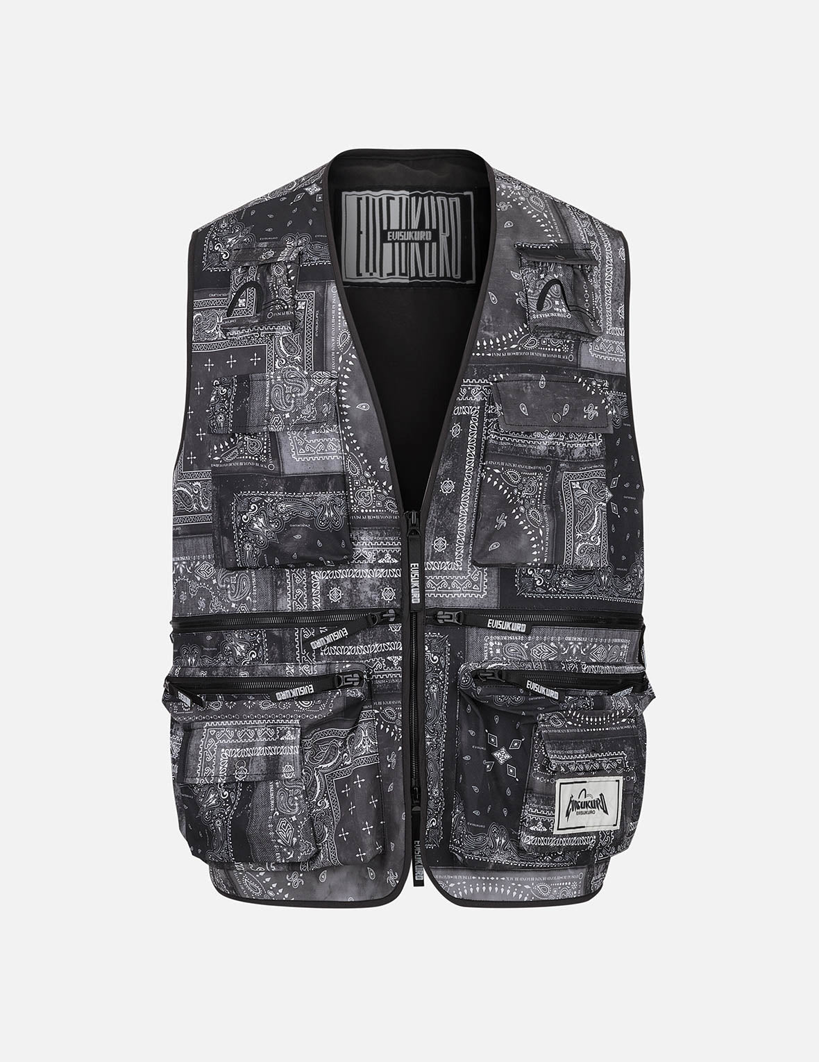 Allover Paisley Print Oversized Cargo Vest