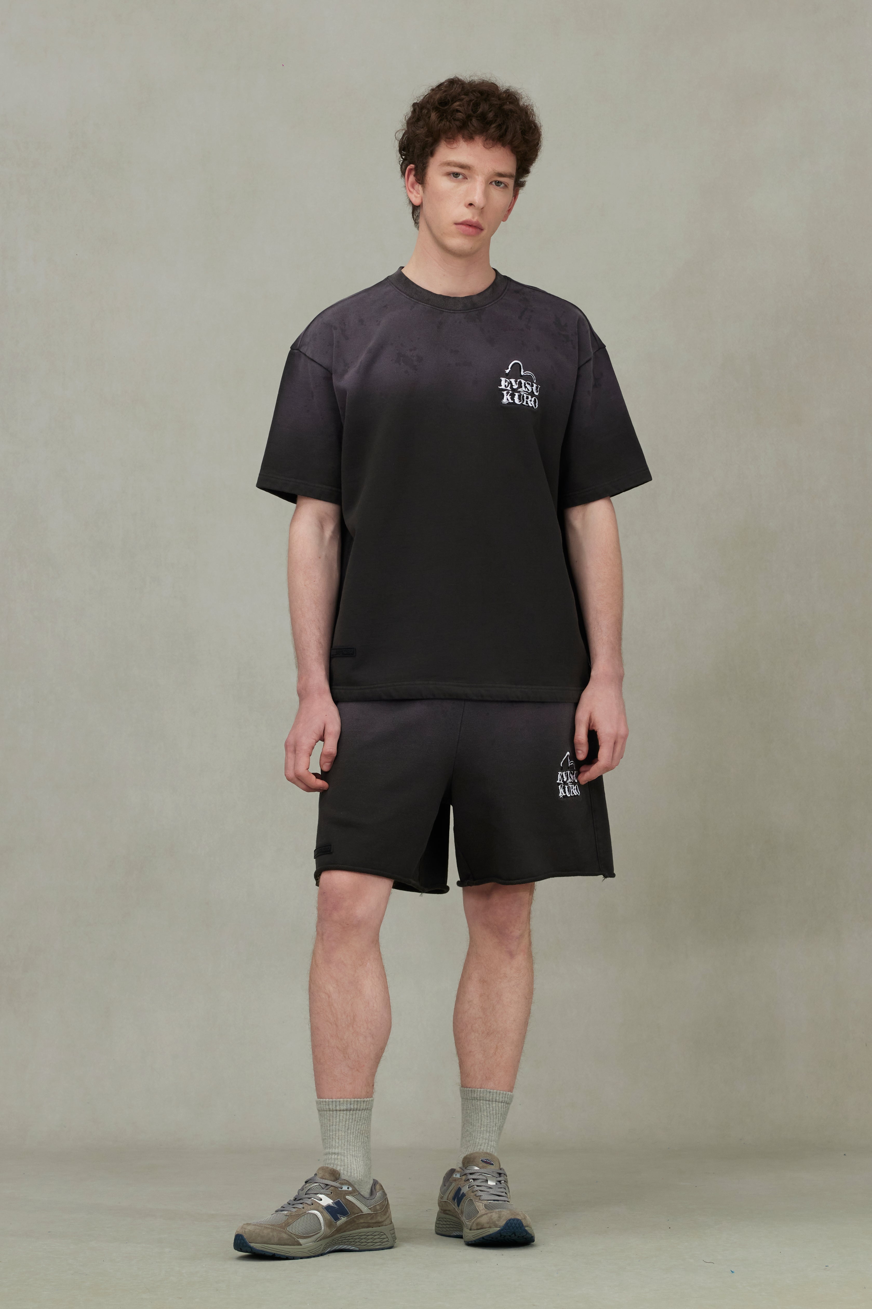 Rock-washed Logo Embroidery Oversized Sweatshirt