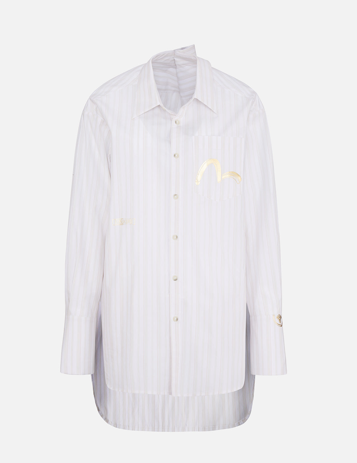 Drape Collar Pinstripe Shirt