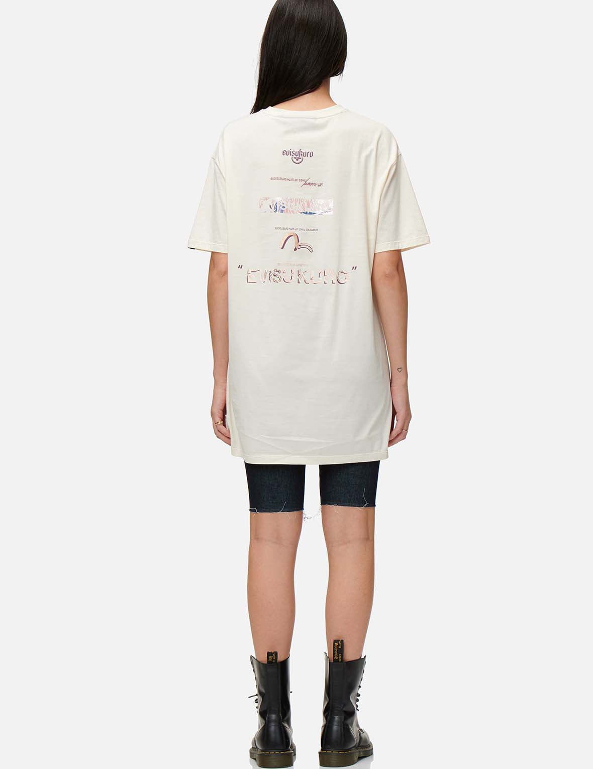 海浪紋理Logo標籤印花寬鬆T恤
