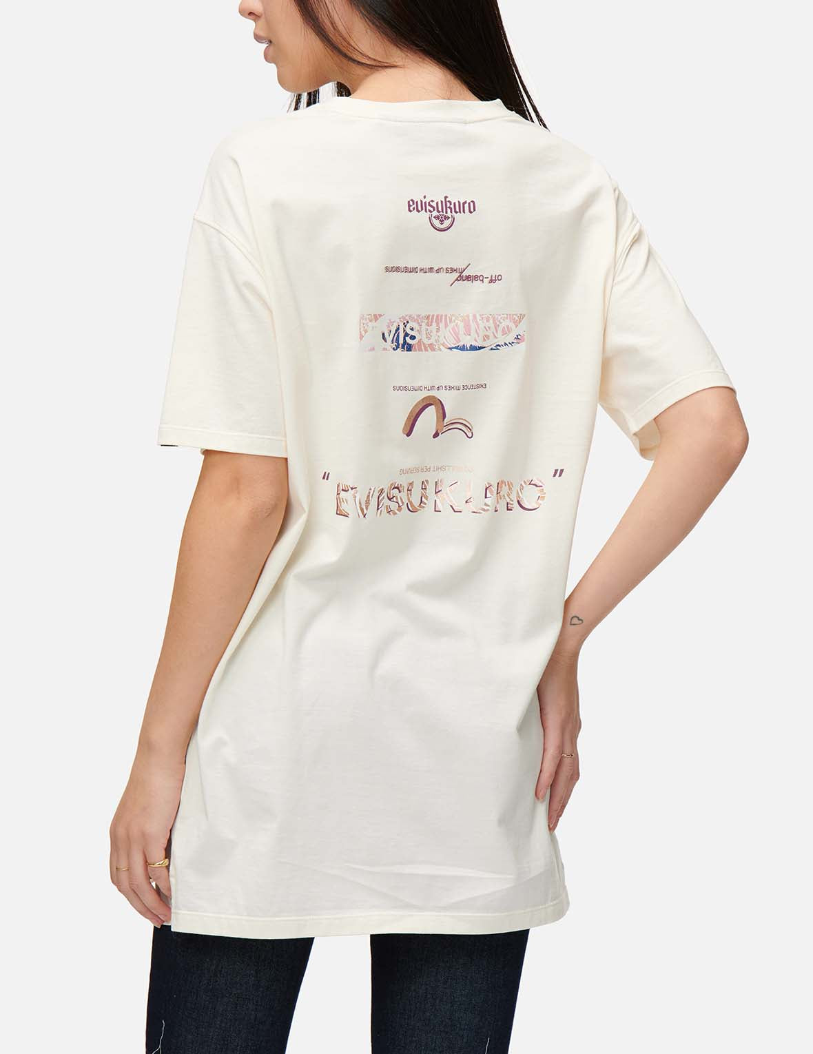海浪紋理Logo標籤印花寬鬆T恤