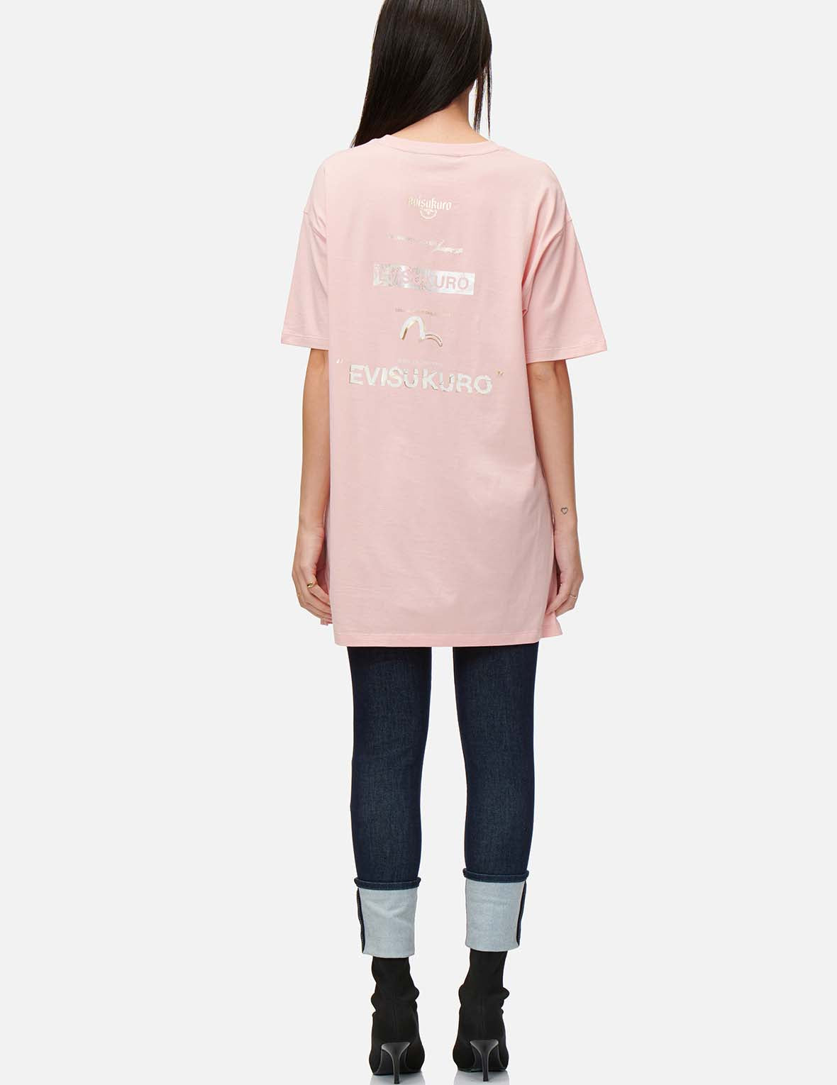 海浪紋理Logo標籤印花寬鬆T恤