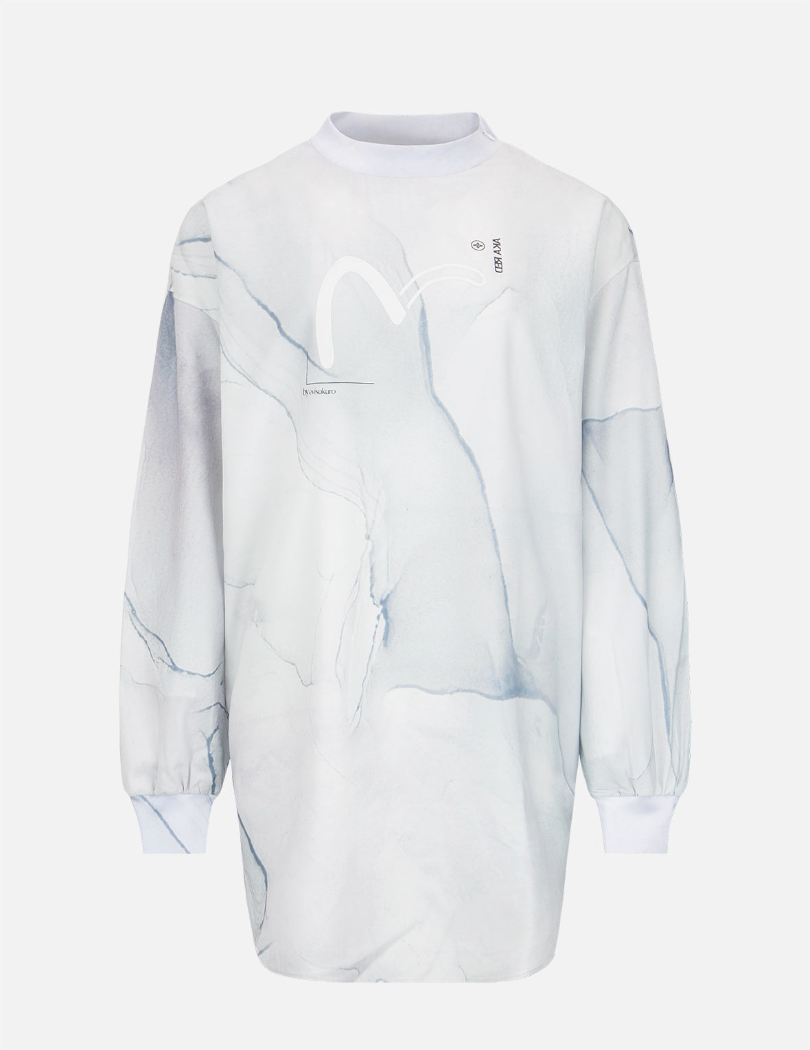 Mock Neck Marble-pattern Print Dress