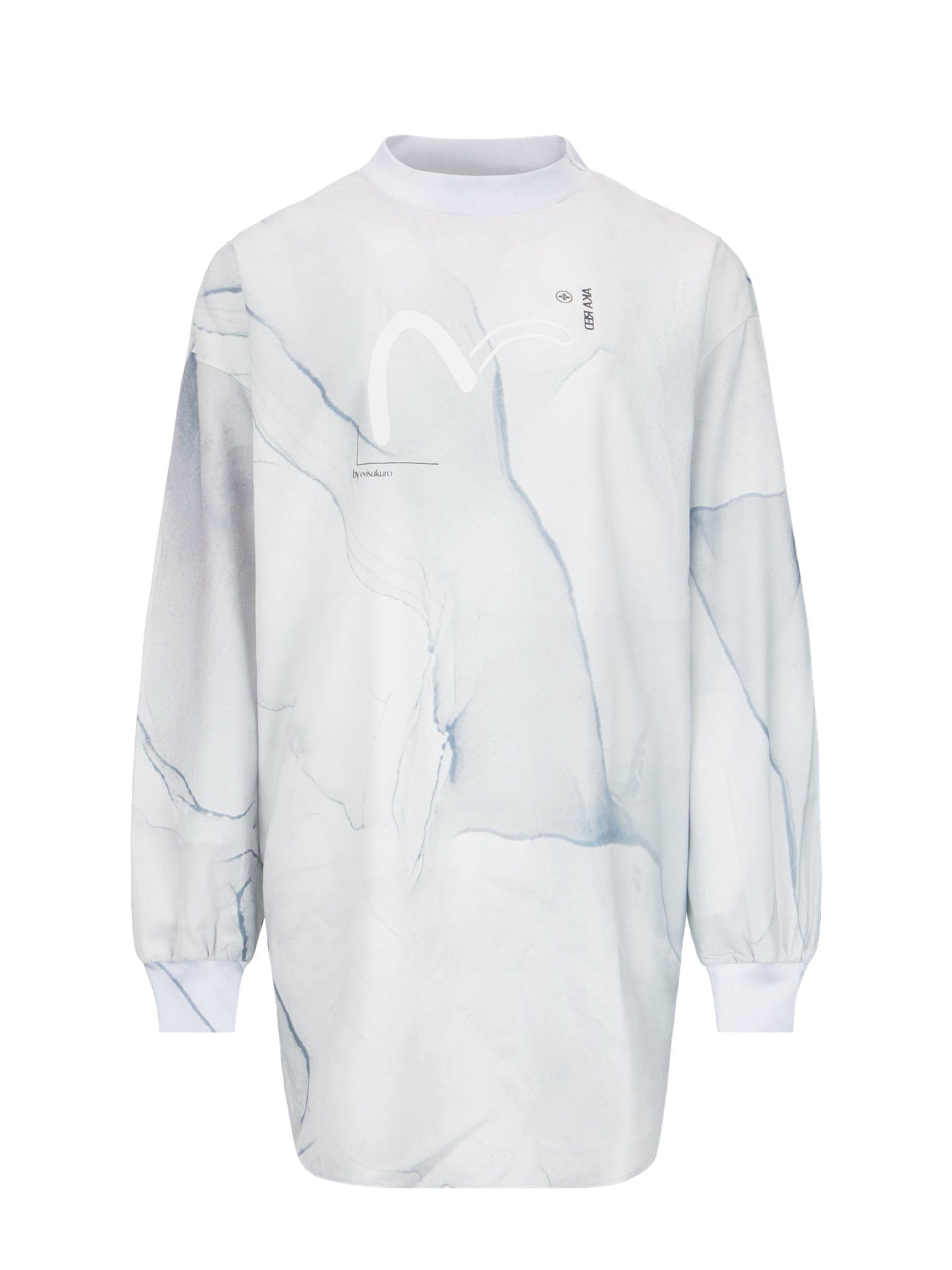 Mock Neck Marble-pattern Print Dress