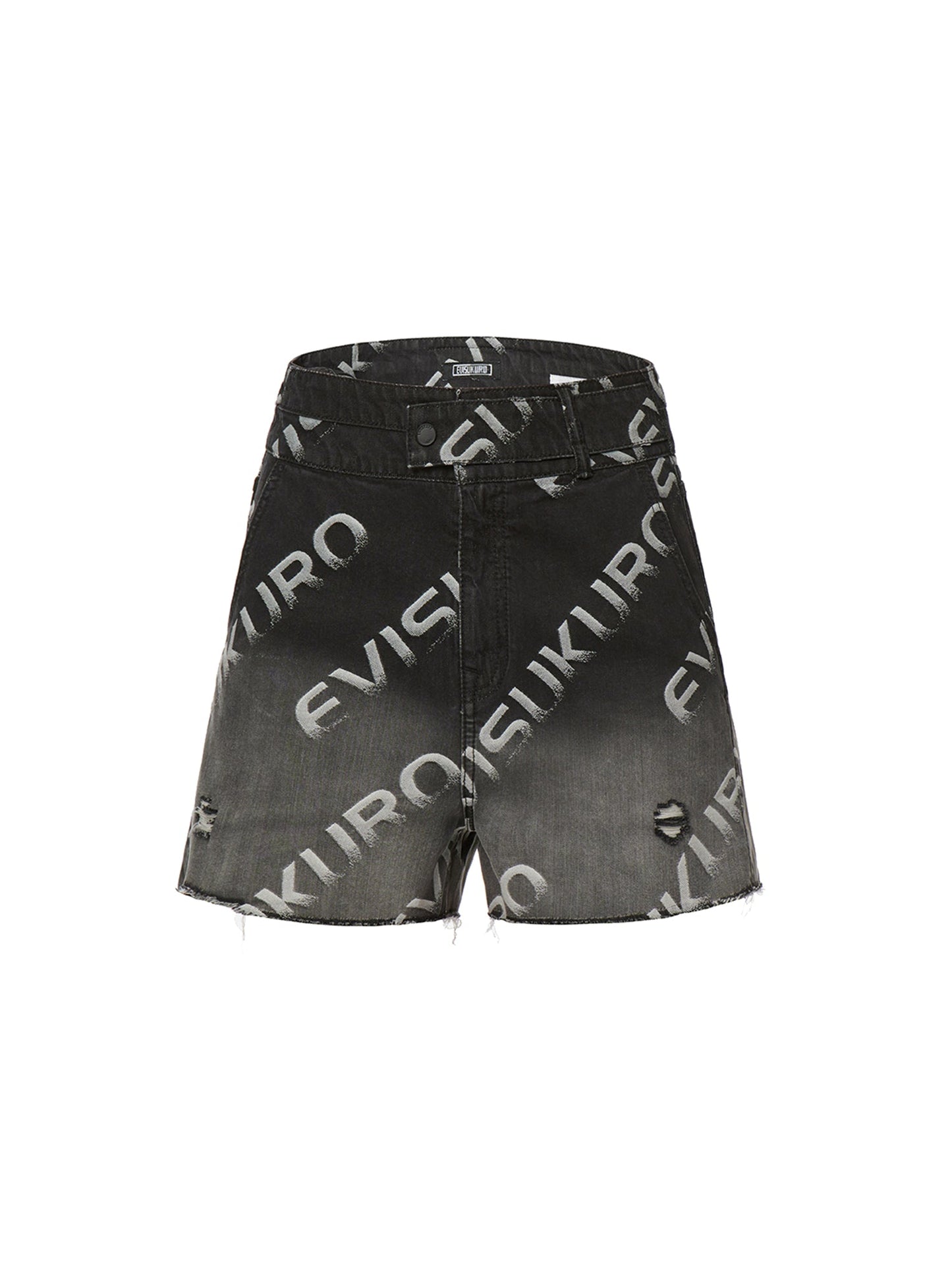 Logo Jacquard Degrade Denim Shorts