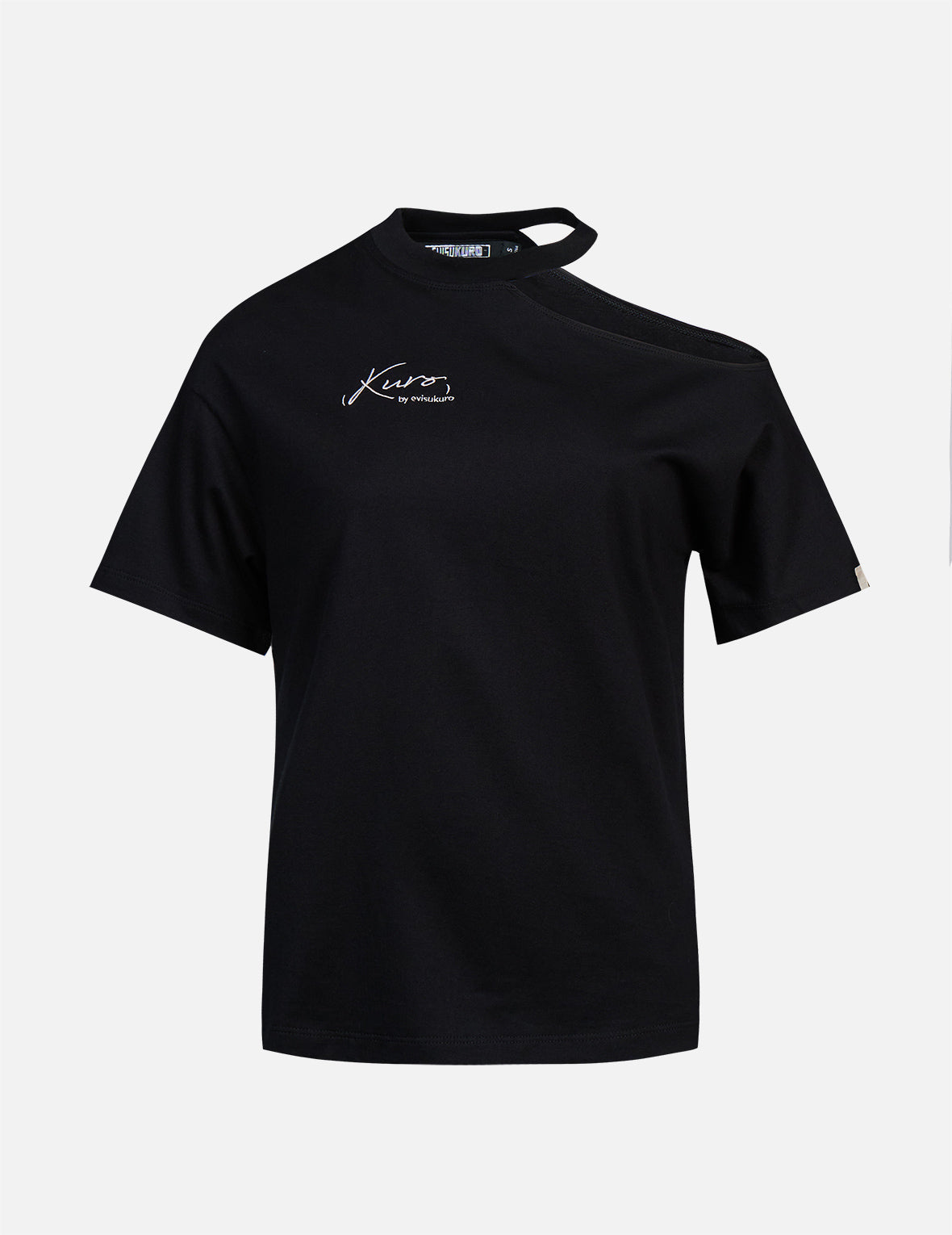 Logo Embroidery Cut-out Shoulder T-shirt