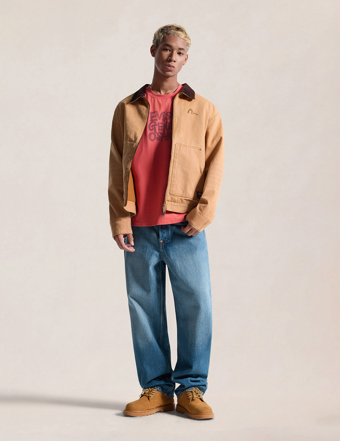 Light-washed Seagull Print Relax Fit Jeans #2030