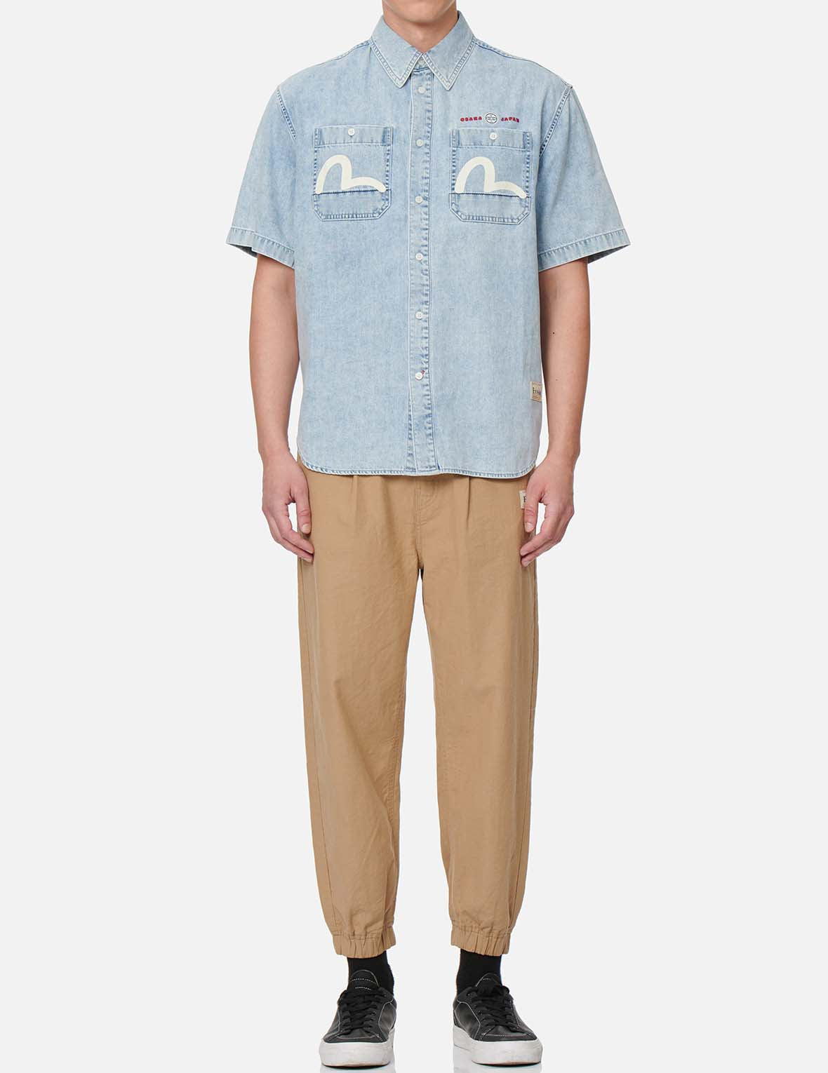 小海鷗與商標刺繡梭織束口長褲