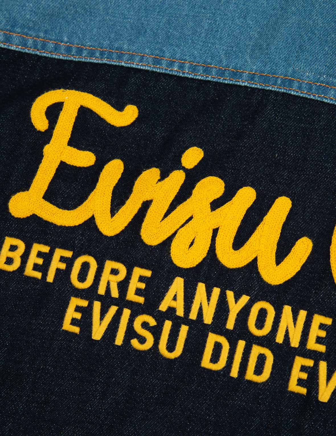 復古手寫商標刺繡牛仔襯衫外套