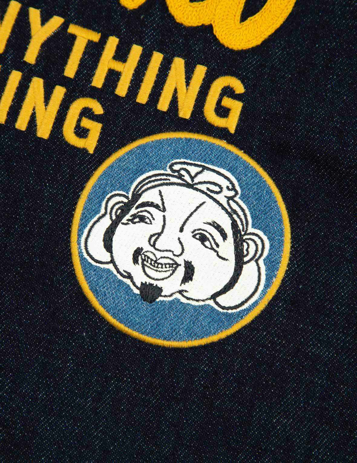 復古手寫商標刺繡牛仔襯衫外套