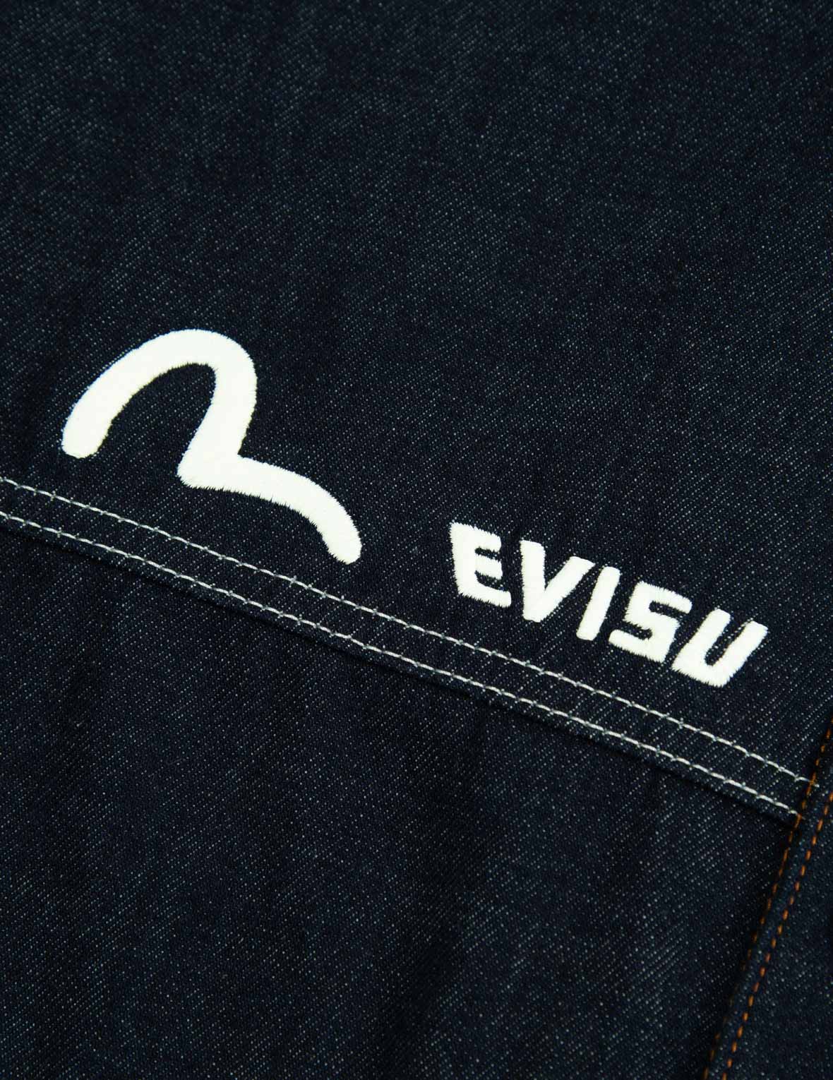復古手寫商標刺繡牛仔襯衫外套