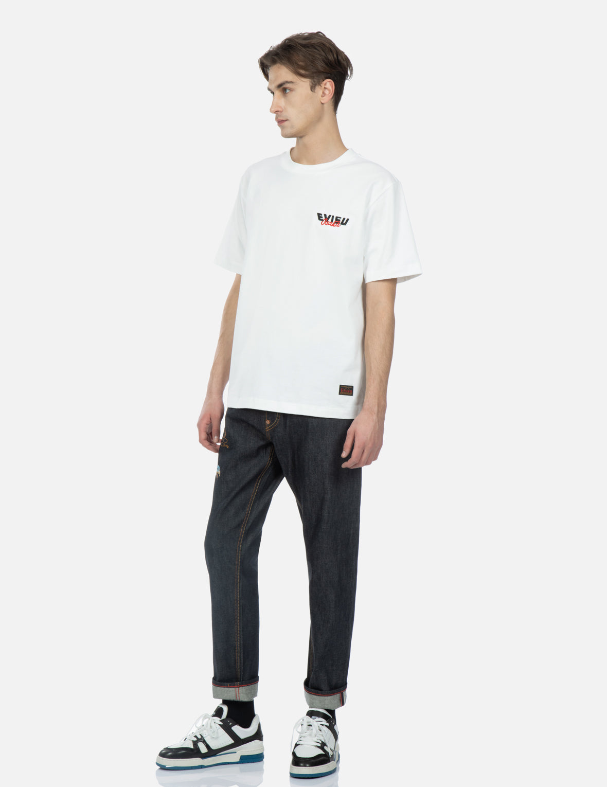 海鷗及雄鷹刺繡窄腳露踝牛仔褲 #2017