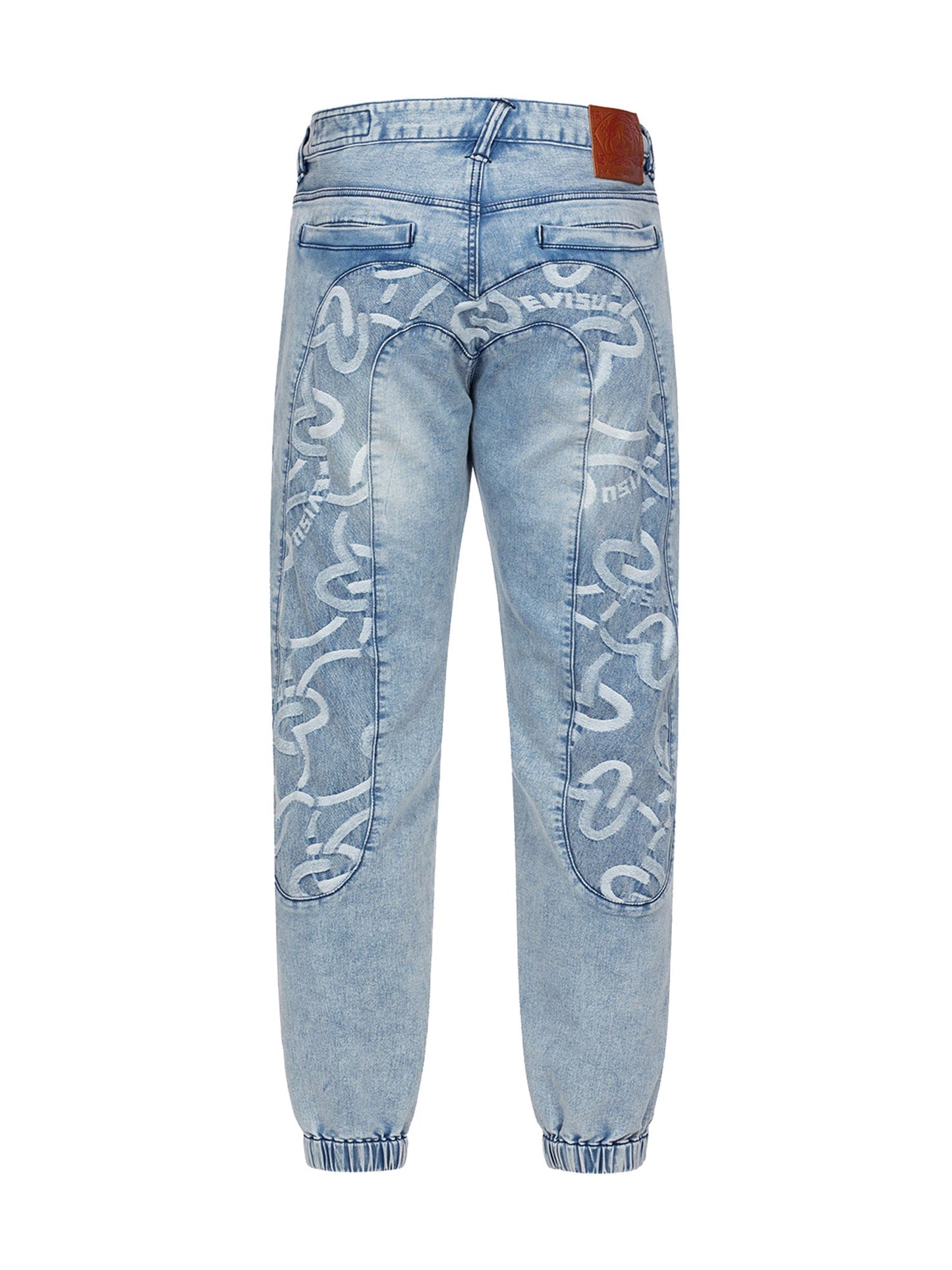 Allover Seagull Jacquard Inserted Daicock Regular Fit Denim Joggers