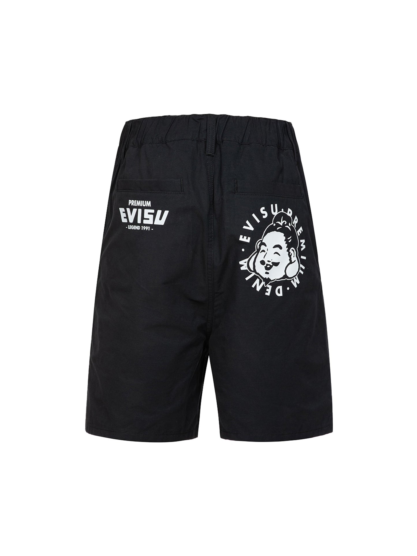 Playful Godhead Print Oversized Woven Shorts