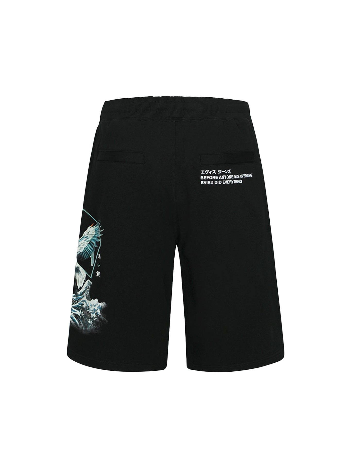 Crane and The Great Wave Print Relax Fit Sweat Shorts