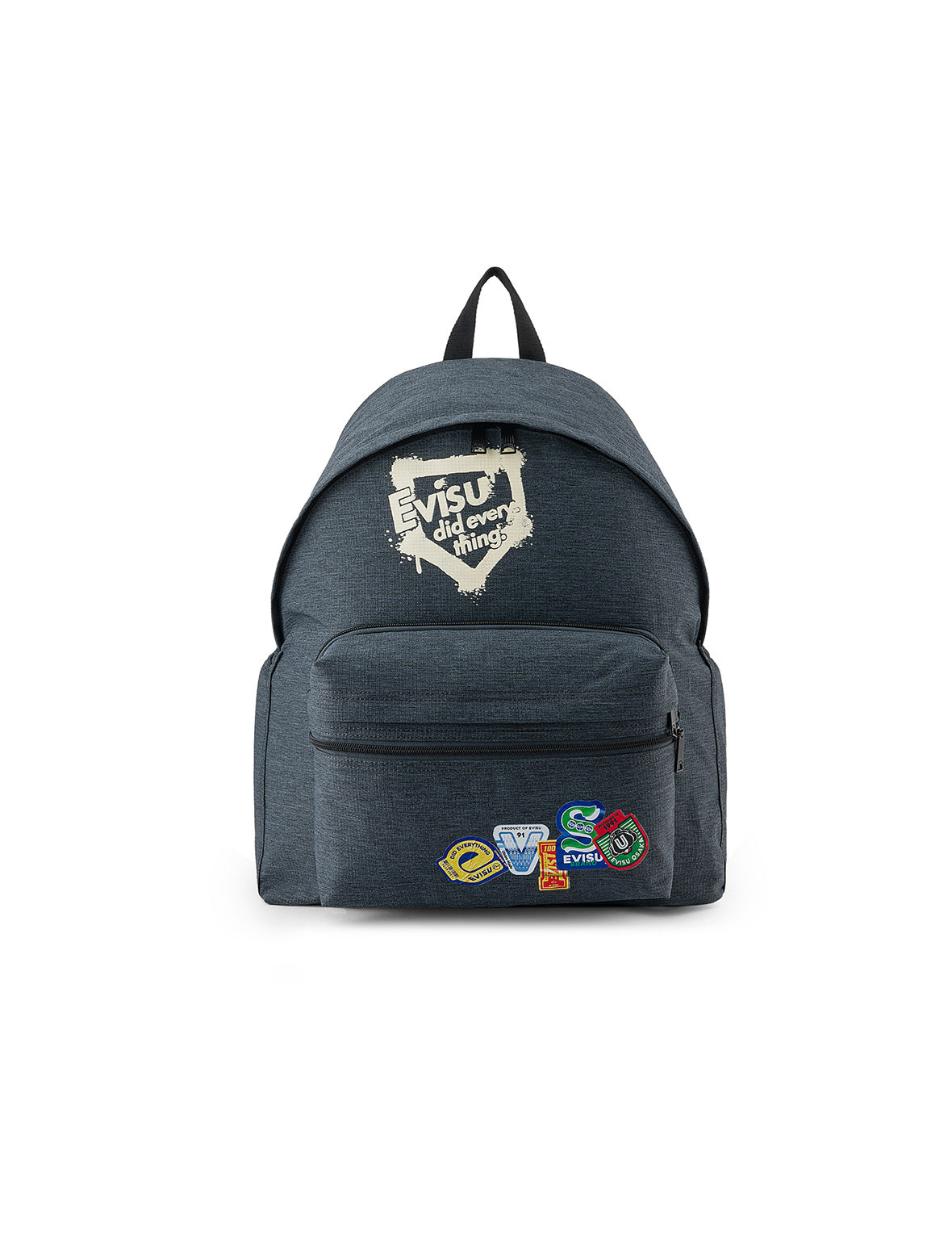 Faux Sticker Logo Print Denim Backpack