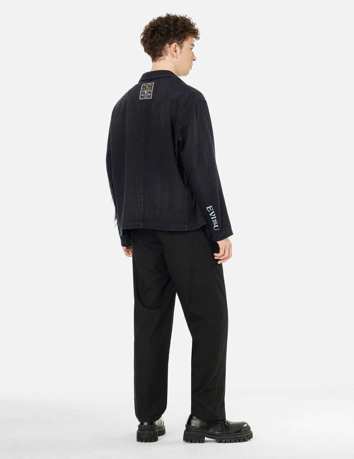 Seagull and Logo Embroidery Relax Fit Denim Blazer
