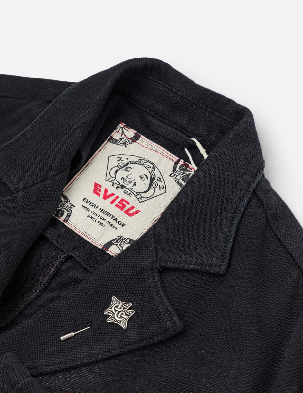 Seagull and Logo Embroidery Relax Fit Denim Blazer