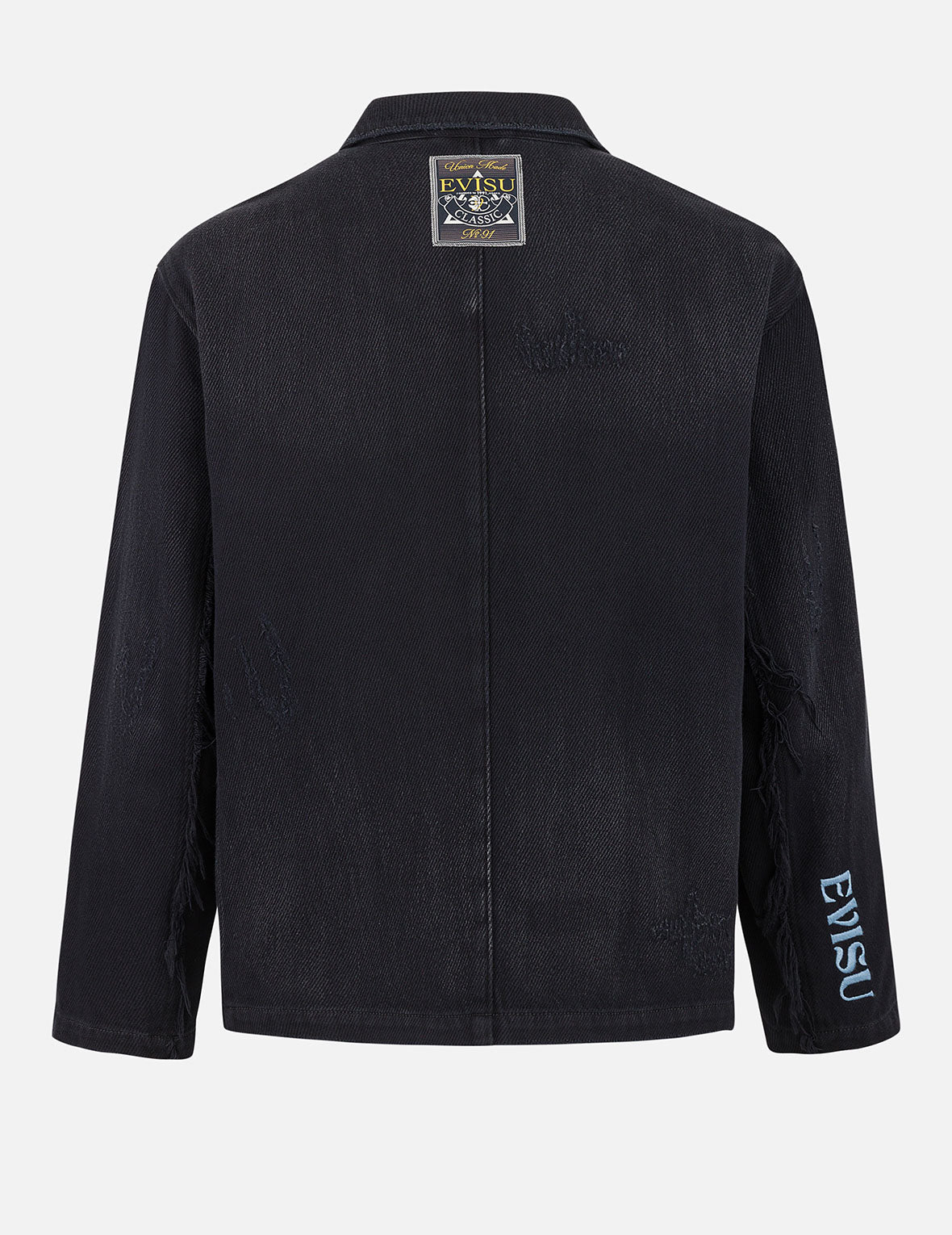 Seagull and Logo Embroidery Relax Fit Denim Blazer