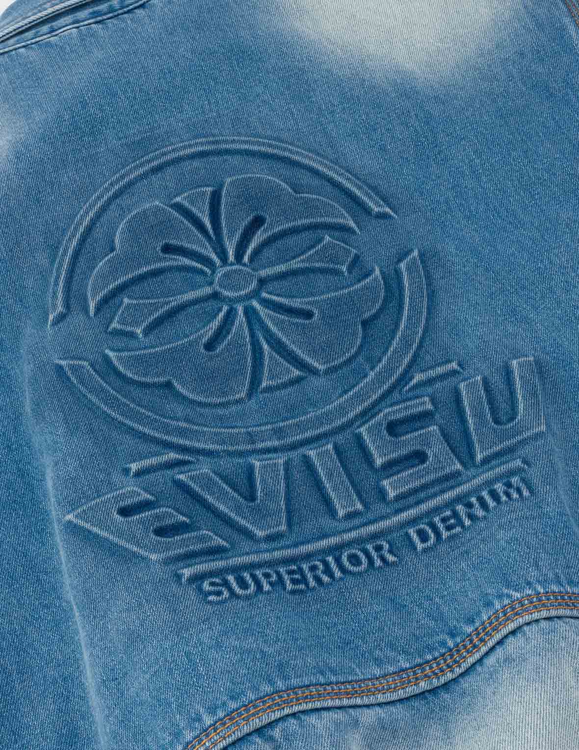 家花壓花寬版休閒工裝牛仔外套