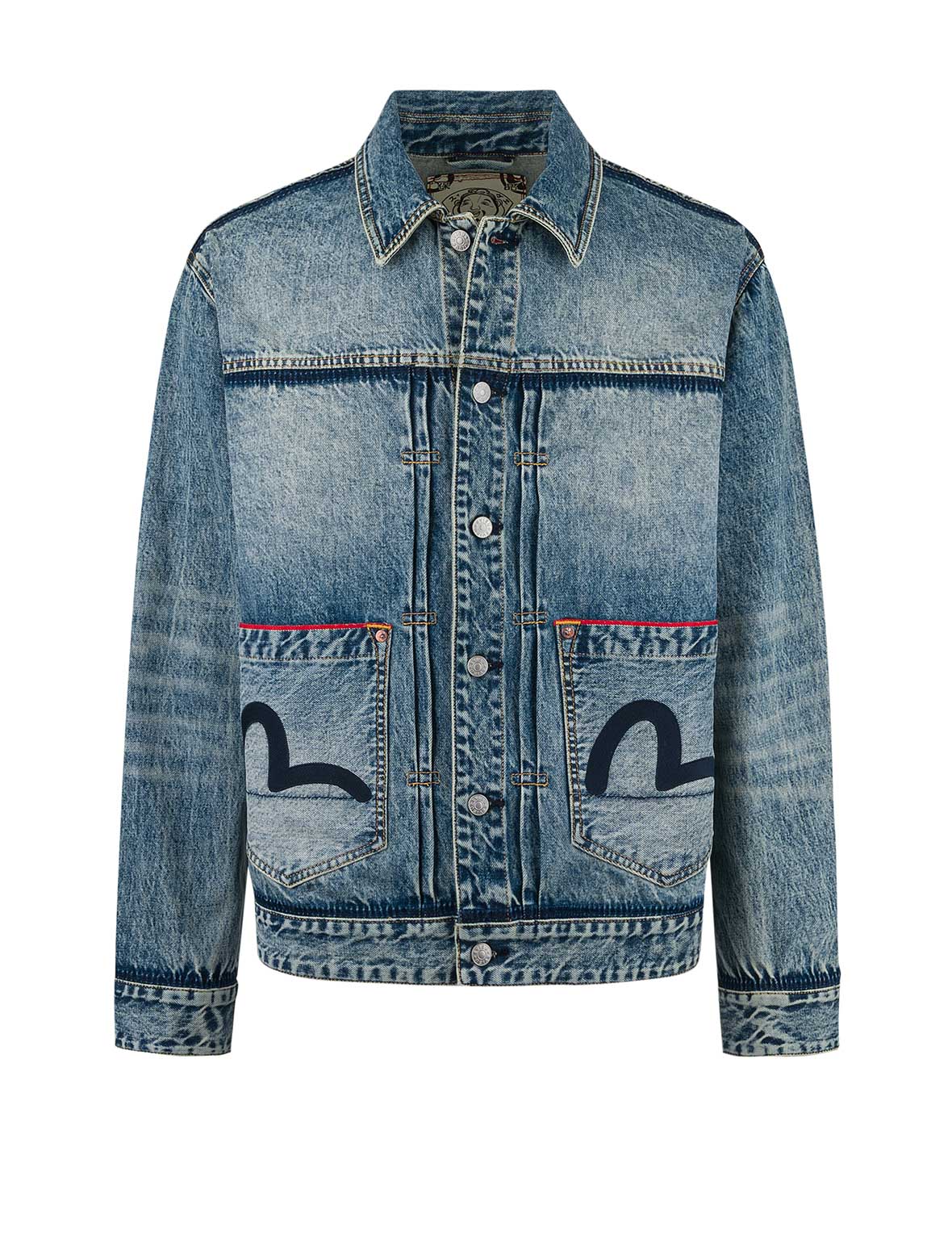 Washed Seagull Appliqué Embroidery Relax Fit Denim Jacket