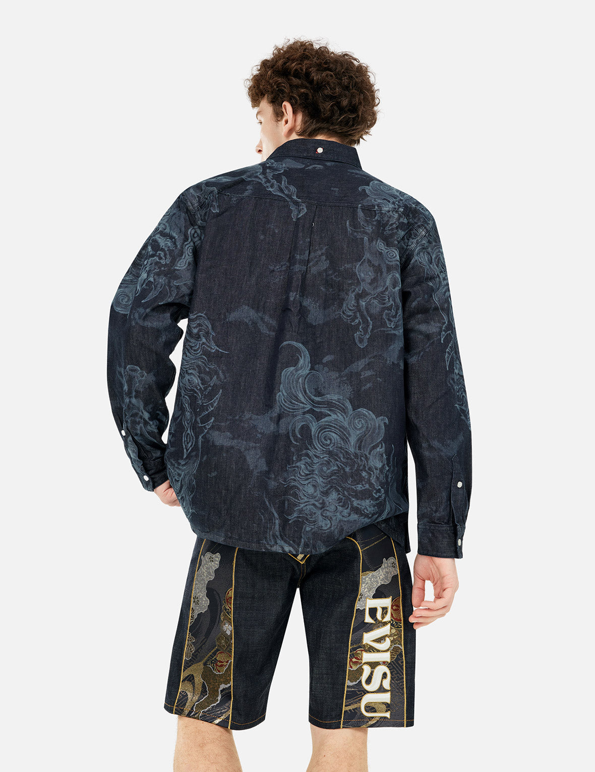 Hakutaku Laser Printed Relax Fit Denim shirt