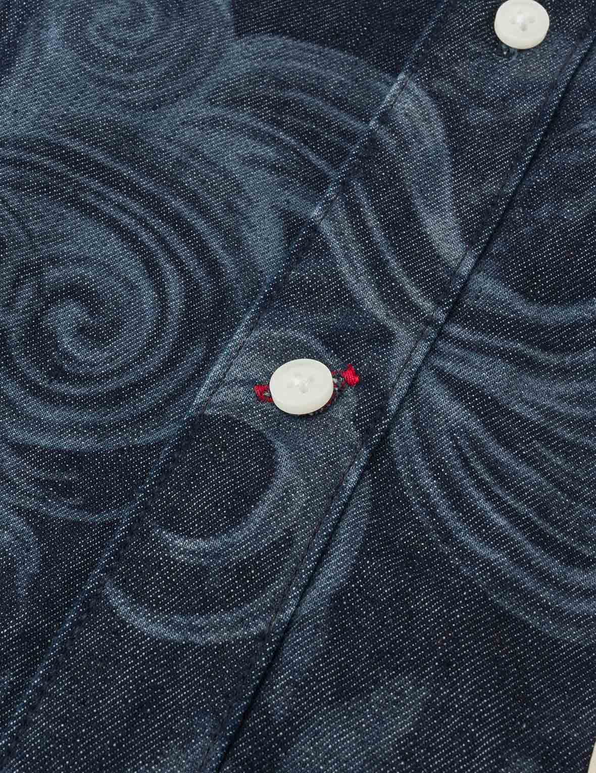 Hakutaku Laser Printed Relax Fit Denim shirt