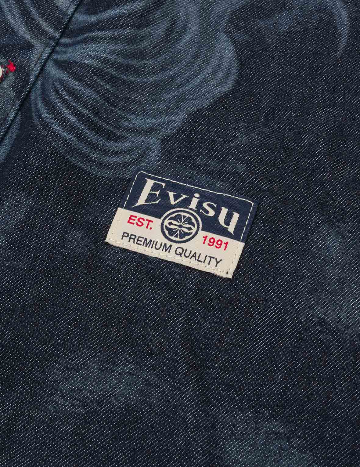 Hakutaku Laser Printed Relax Fit Denim shirt