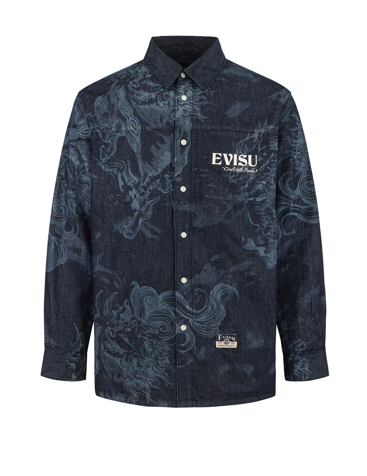 Hakutaku Laser Printed Relax Fit Denim shirt